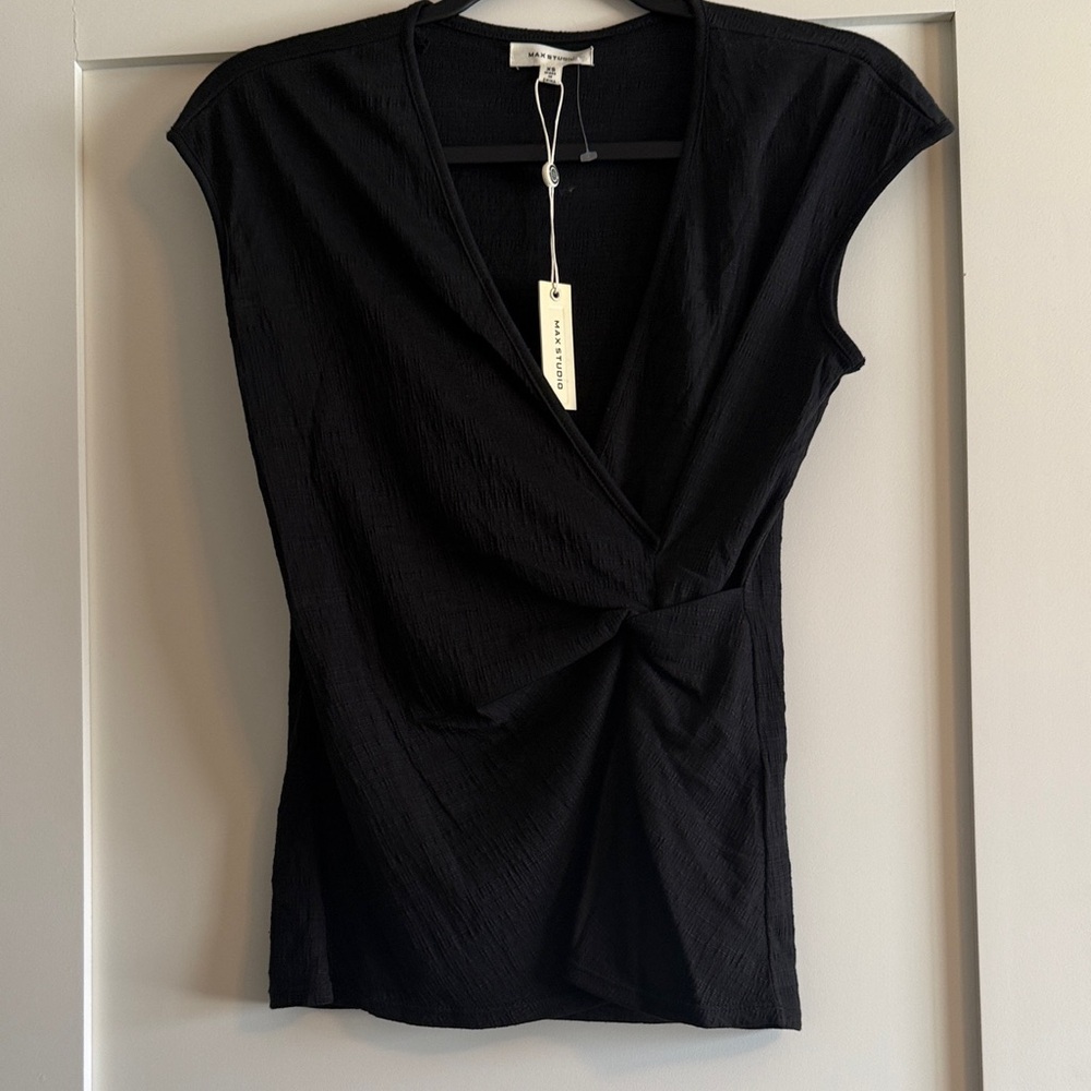 Max Studio Black Wrap Blouse